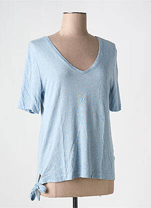 T-shirt col v manches courtes bleu CREAM femme