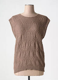 Pull coupe cintrée manches courtes marron CREAM femme