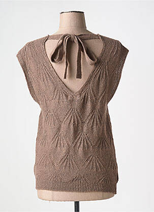 Pull coupe cintrée manches courtes marron CREAM femme