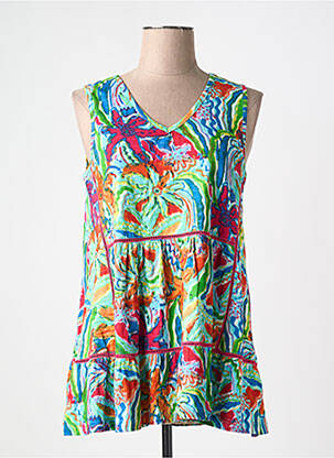 Tunique sans manche col v vert ORIENTIQUE NATURALLY femme