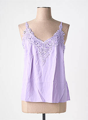 Top col v fines bretelles violet CREAM femme