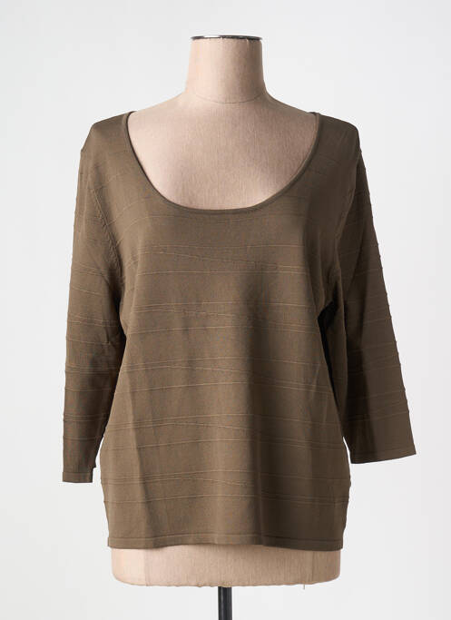Pull coupe cintrée manches 3/4 vert KOKOMARINA femme