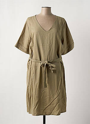 Robe mi-longue manches courtes manches courtes vert CREAM femme