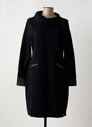Robe mi-longue manches longues manches longues noir MALOKA femme