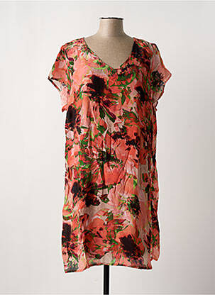 Robe courte imprimé fleurs manches courtes orange CREAM femme