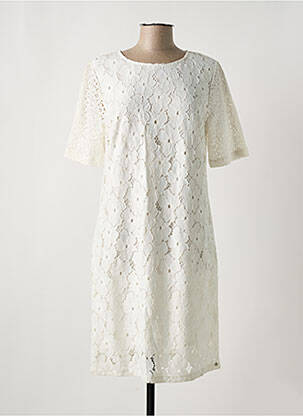 Robe mi-longue manches courtes manches courtes beige FLEUR DE SEL femme