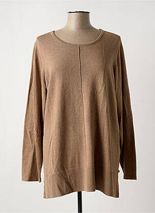 Pull tissage chiné manches longues marron CREAM femme