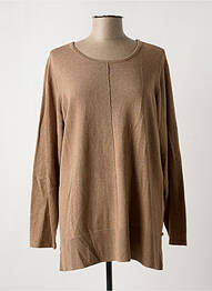 Pull tissage chiné manches longues marron CREAM femme