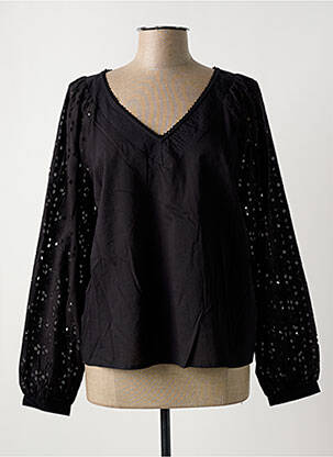 Blouse tissage popeline manches longues noir CREAM femme