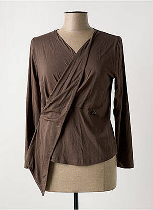 T-shirt col v manches longues marron MALOKA femme