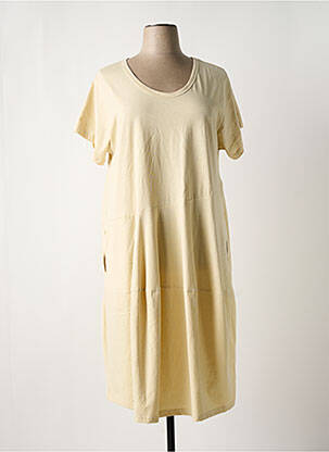 Robe mi-longue coupe évasée manches courtes beige ORIENTIQUE NATURALLY femme