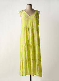 Robe longue imprimé fleurs sans manche vert CREAM femme
