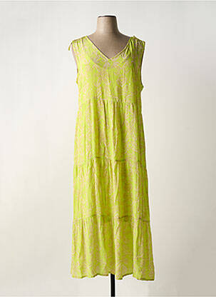 Robe longue imprimé fleurs sans manche vert CREAM femme
