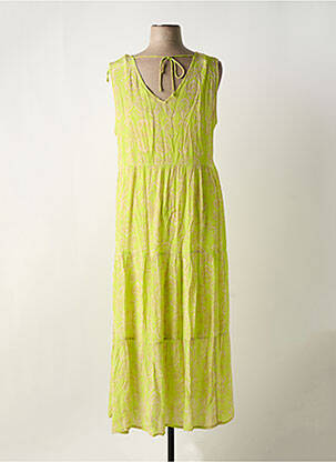 Robe longue imprimé fleurs sans manche vert CREAM femme