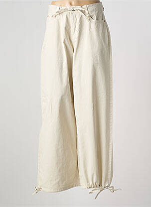 Pantalon droit fermeture zippée sous rabat boutonné beige CREAM femme