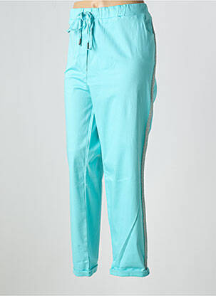 Pantalon droit taille élastique bleu ORIENTIQUE NATURALLY femme