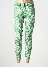 Pantalon chino fermeture zippée sous rabat boutonné vert CREAM femme
