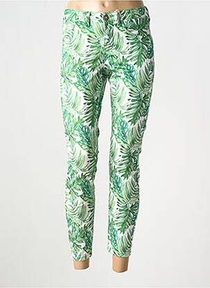 Pantalon chino fermeture zippée sous rabat boutonné vert CREAM femme