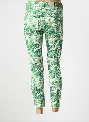 Pantalon chino fermeture zippée sous rabat boutonné vert CREAM femme