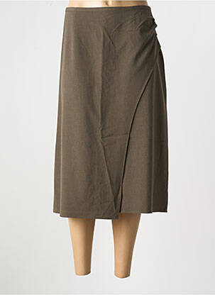 Jupe mi-longue coupe droite vert CREAM femme