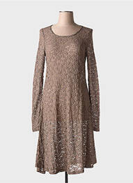 Robe mi-longue manches longues manches longues marron MYRINE femme