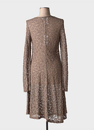Robe mi-longue manches longues manches longues marron MYRINE femme