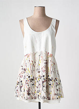 Tunique sans manche coupe fluide blanc MYRINE femme