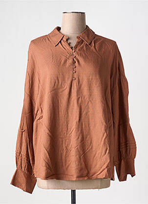 Blouse tissage popeline manches longues marron CREAM femme