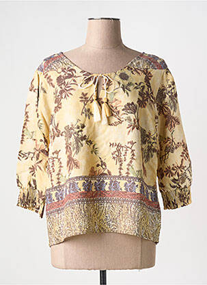 Blouse imprimé fantaisie manches 3/4 jaune CREAM femme