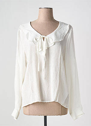 Blouse poignets boutonnés avec fente manches longues blanc CREAM femme