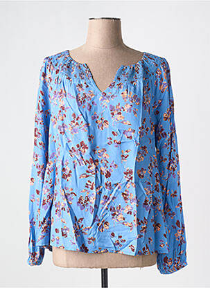 Blouse tissage popeline manches longues bleu CREAM femme