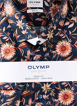 Chemise manches longues imprimé fantaisie bleu OLYMP homme