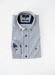 Chemise manches longues imprimé fantaisie bleu FYNCH-HATTON homme