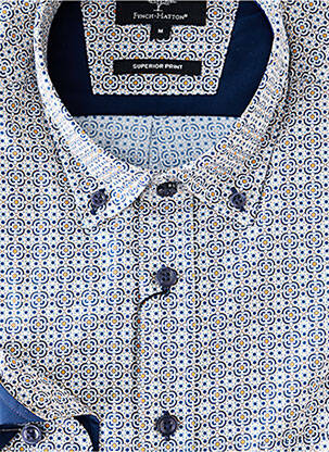 Chemise manches longues imprimé fantaisie bleu FYNCH-HATTON homme