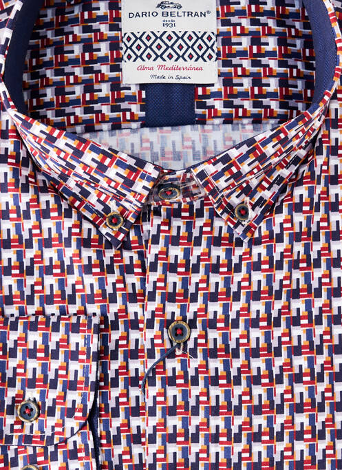 Chemise manches longues rouge DARIO BELTRAN pour homme