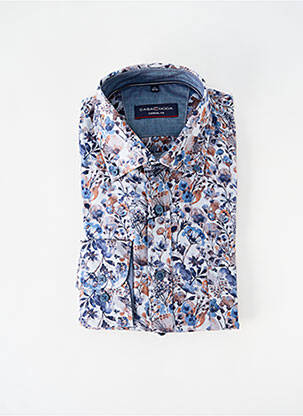 Chemise manches longues coupe droite bleu CASAMODA homme