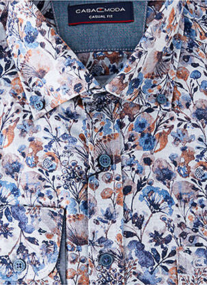 Chemise manches longues coupe droite bleu CASAMODA homme
