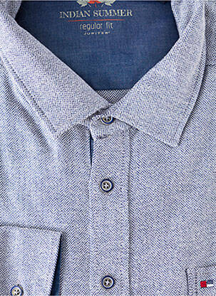 Chemise manches longues coupe droite bleu INDIAN ROSE homme