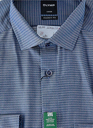 Chemise manches longues coupe cintrée bleu OLYMP homme