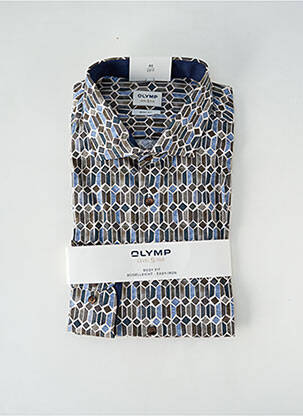 Chemise manches longues imprimé fantaisie bleu OLYMP homme