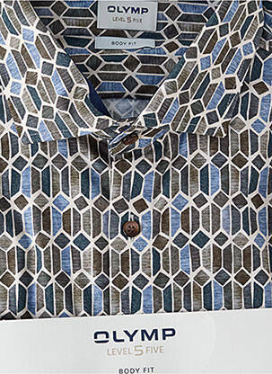 Chemise manches longues imprimé fantaisie bleu OLYMP homme