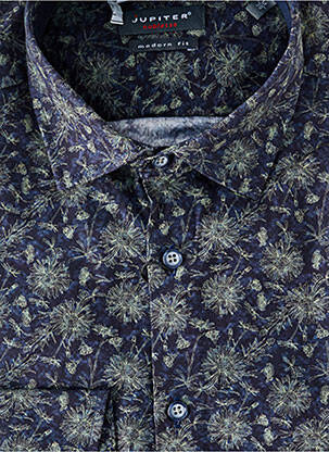 Chemise manches longues imprimé fantaisie bleu JUPITER homme