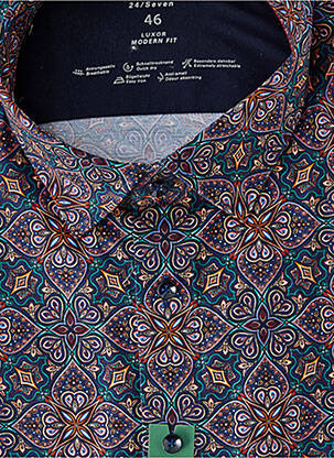 Chemise manches longues imprimé fantaisie bleu OLYMP homme
