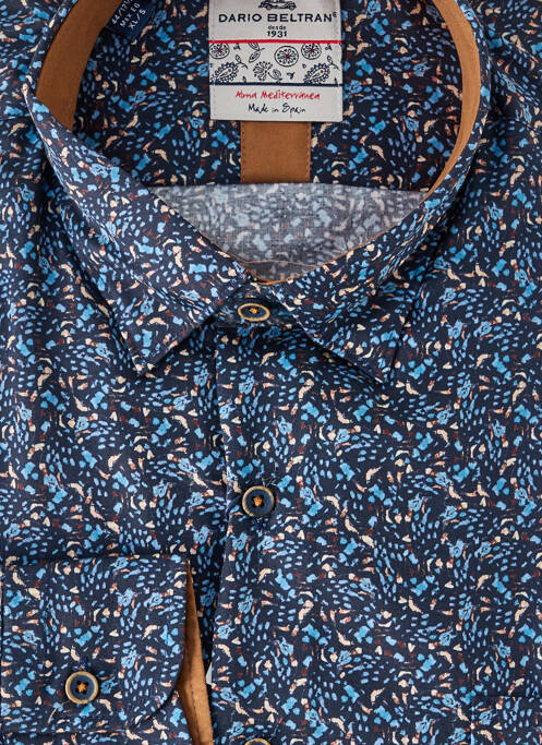 Chemise manches longues bleu DARIO BELTRAN pour homme