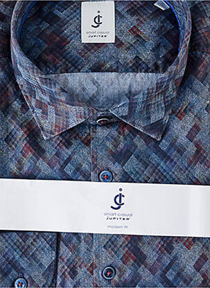 Chemise manches longues imprimé fantaisie bleu JUPITER homme