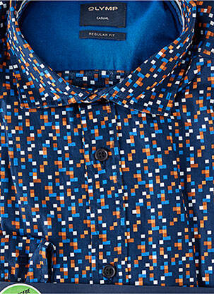 Chemise manches longues imprimé fantaisie bleu OLYMP homme