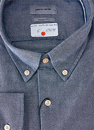 Chemise manches longues coupe cintrée bleu PIERRE CARDIN homme