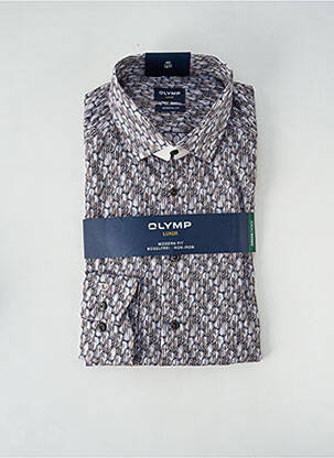 Chemise manches longues imprimé fantaisie marron OLYMP homme