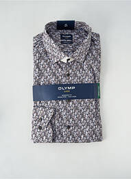 Chemise manches longues imprimé fantaisie marron OLYMP homme