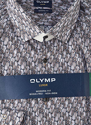 Chemise manches longues imprimé fantaisie marron OLYMP homme